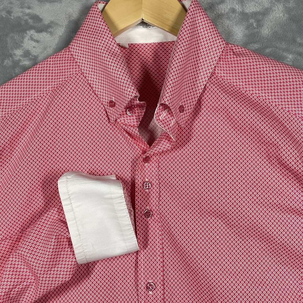 Naracamicie Shirt Mens XL Red Slim Fit Italian Button Up Long Sleeve Flip Cuff
